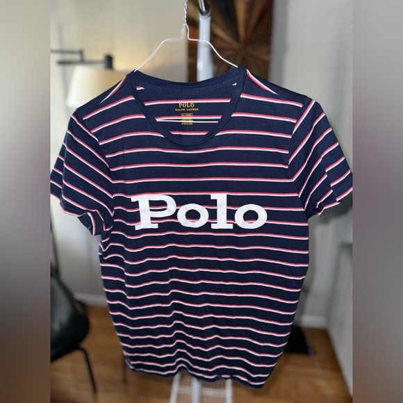 Polo Ralph Lauren Tops - Polo by Ralph Lauren Navy Striped Short Sleeve Tee, medium